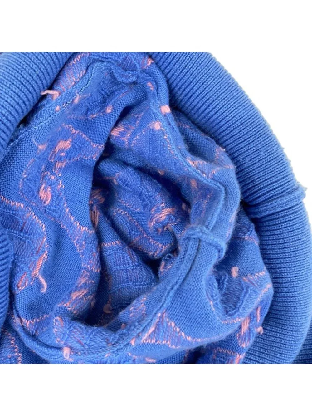 Chanel Long Sleeve Sweater 34 S Blue Pink Crew Neck CC Logo Knit Cashmere